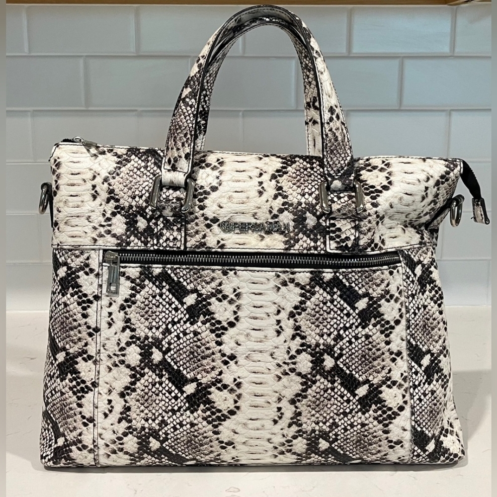 Persaman New York Snakeskin Embossed Leather Shoulder/Tote Bag EUC